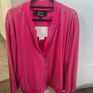 Parker Vibrant Pink Sequin Bomber Jacket